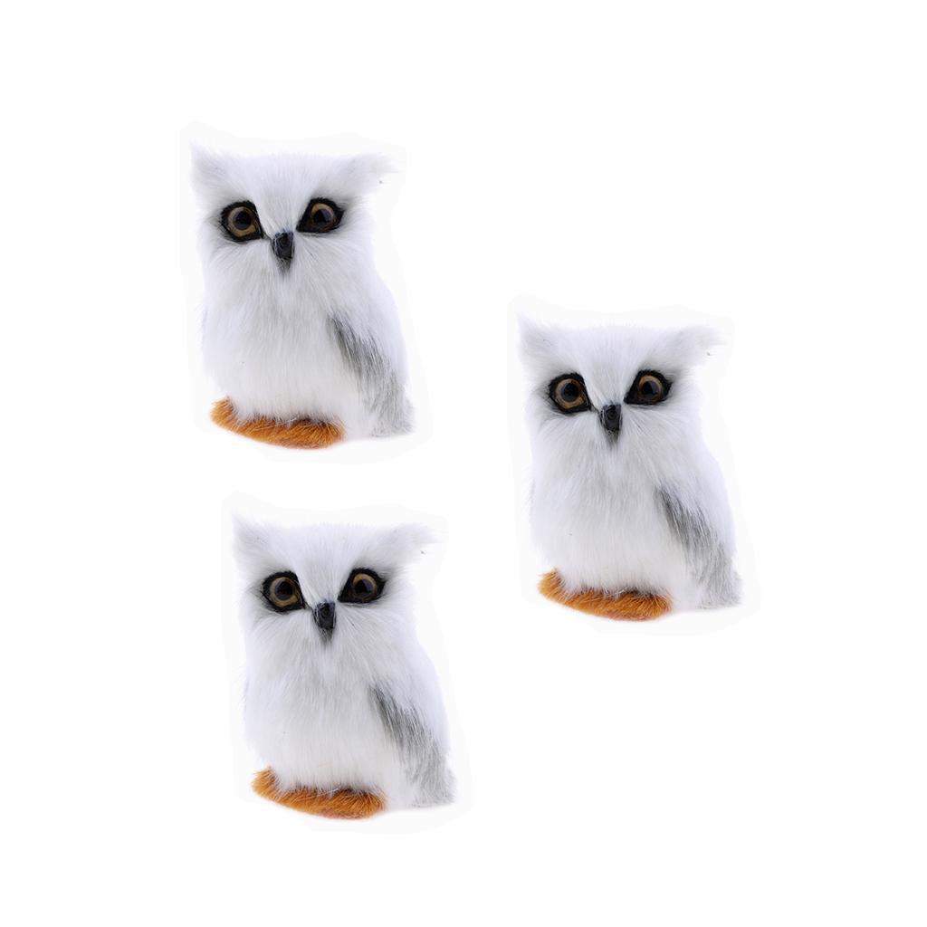3Pcs Simulation Owl Animal Home Decoration Simulation Artificial Owl White