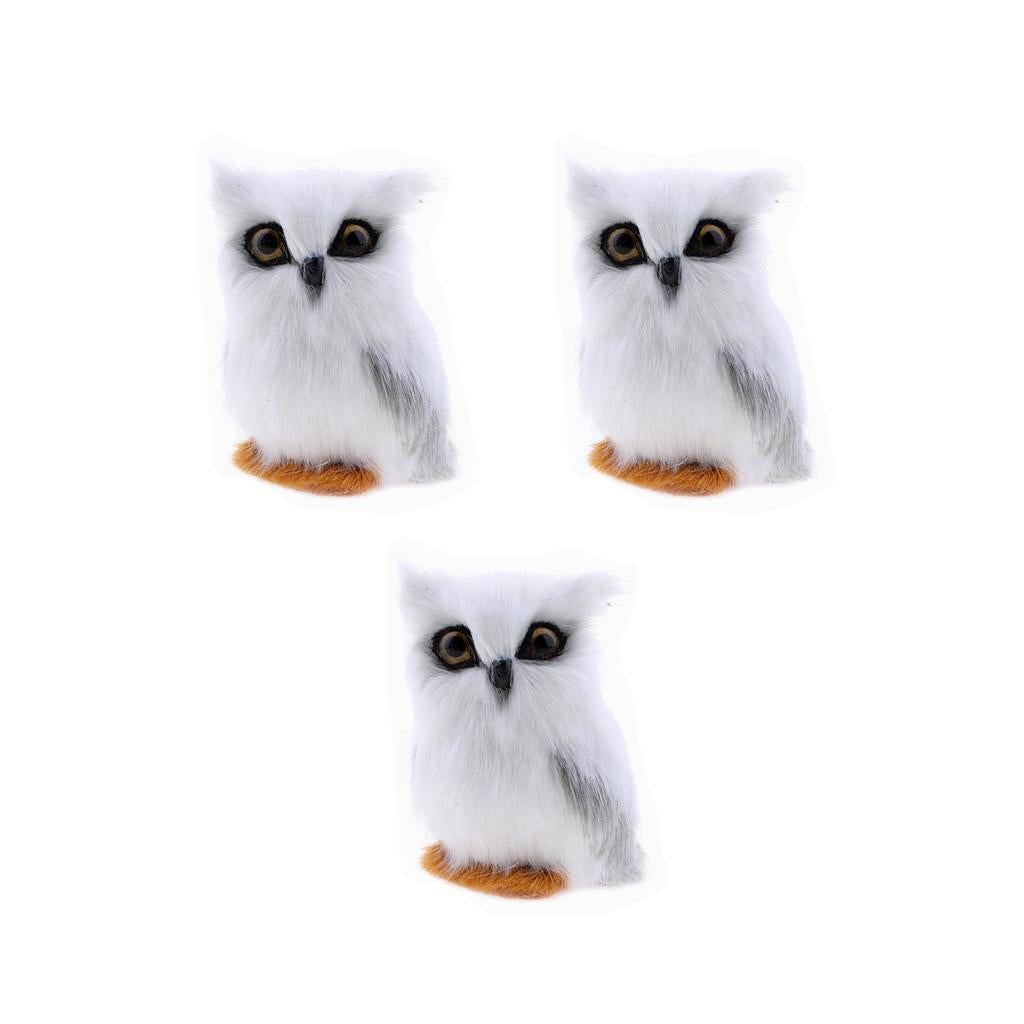 3Pcs Simulation Owl Animal Home Decoration Simulation Artificial Owl White