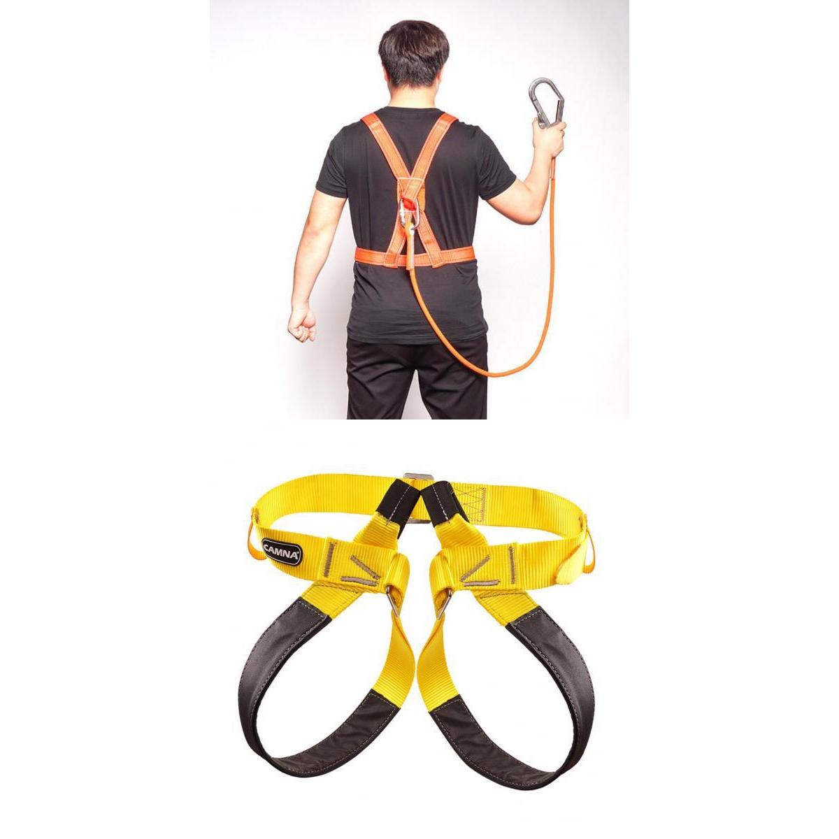 Climbing Half Body Safety Harness with Fall Protection Lanyard Prusik Cord