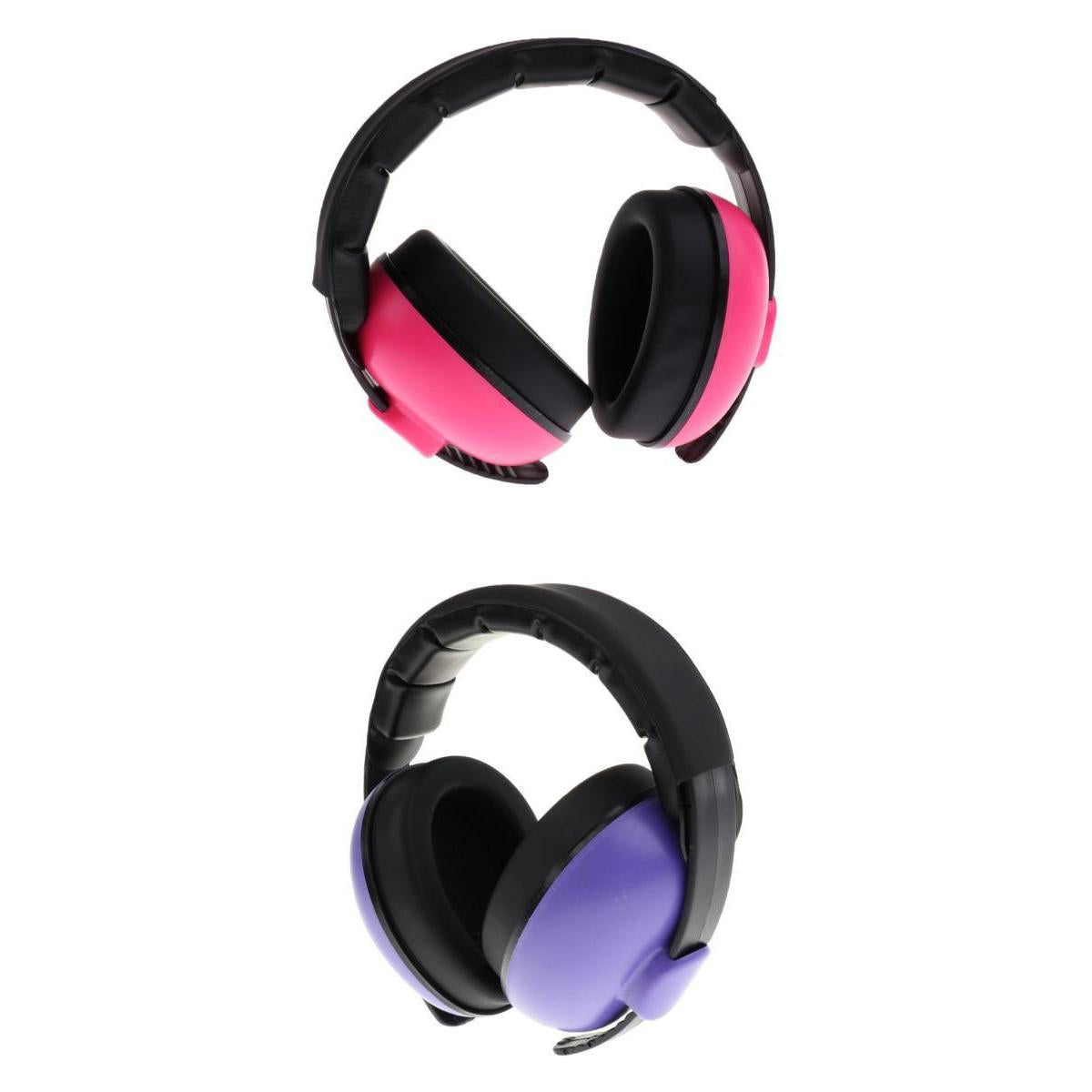 2Pieces Baby Ear Defenders Earmuffs Hearing Protection Purple+Pink