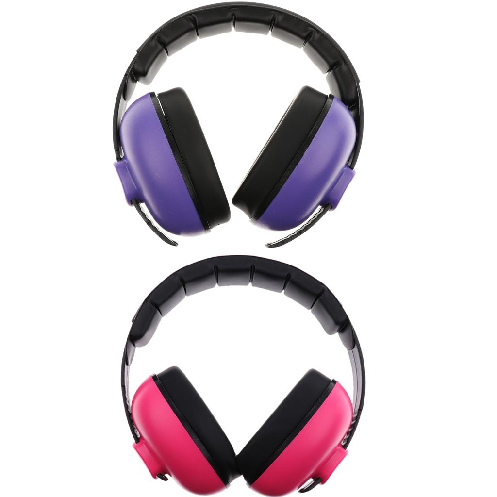 2Pieces Baby Ear Defenders Earmuffs Hearing Protection Purple+Pink