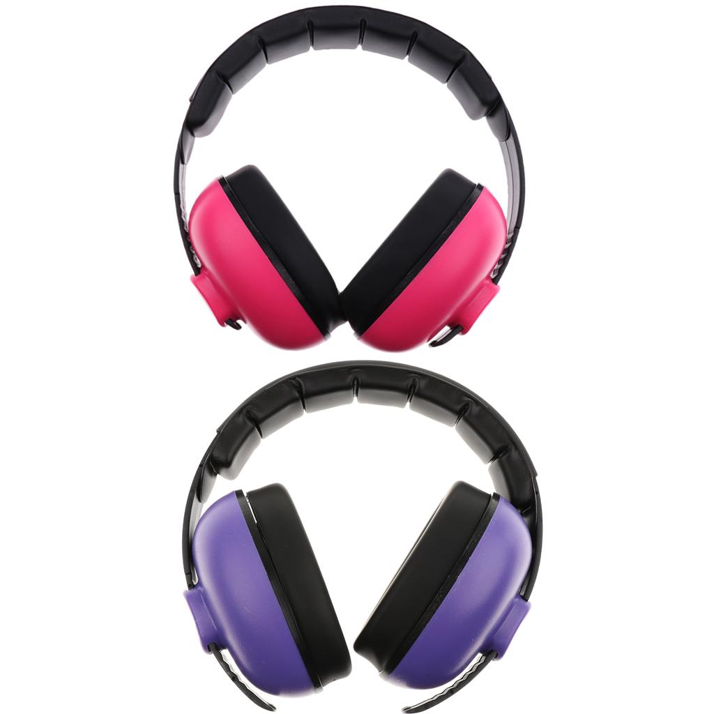 2Pieces Baby Ear Defenders Earmuffs Hearing Protection Purple+Pink