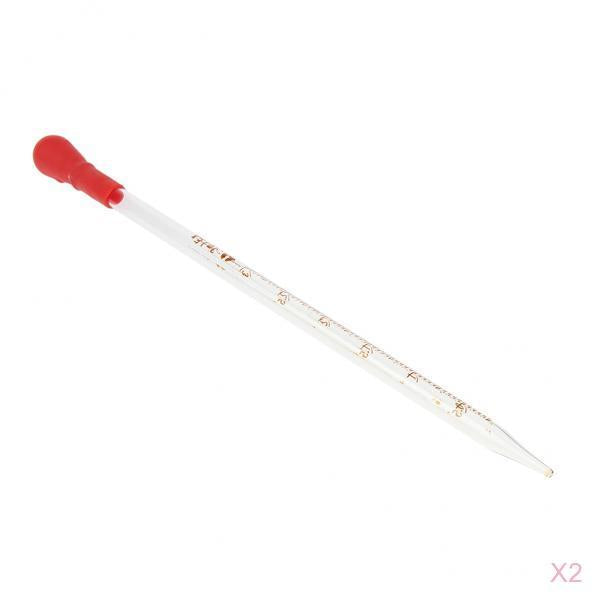 2PCS Glass Graduated Pipette Rubber Cap Lab Chemistry Dropper Dispensing 3mL