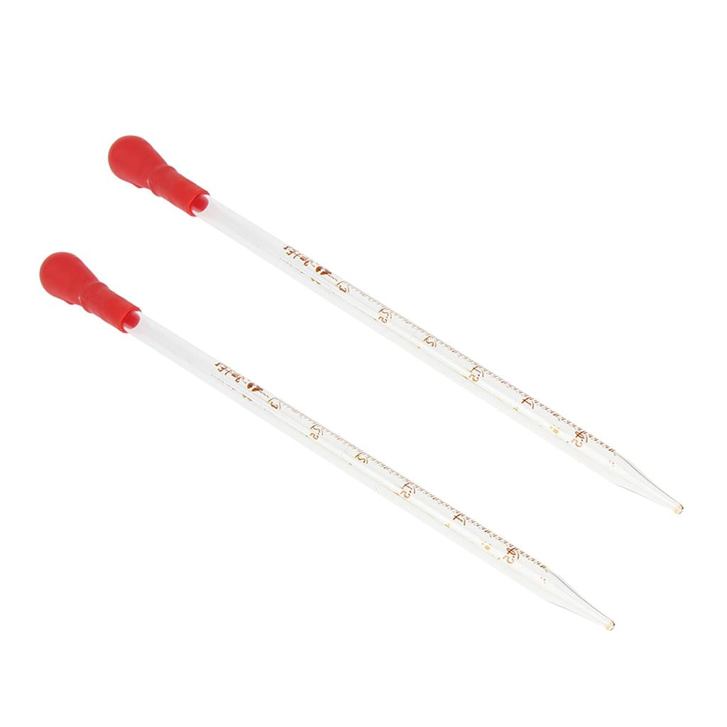 2PCS Glass Graduated Pipette Rubber Cap Lab Chemistry Dropper Dispensing 3mL