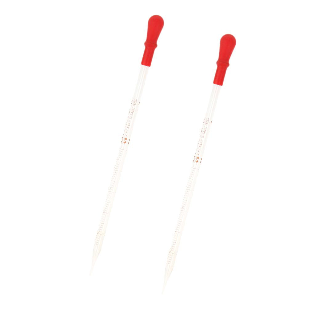 2PCS Glass Graduated Pipette Rubber Cap Lab Chemistry Dropper Dispensing 1mL