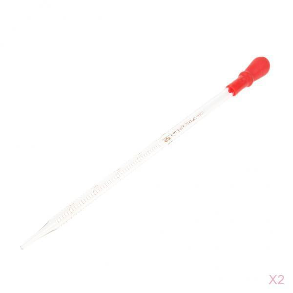 2PCS Glass Graduated Pipette Rubber Cap Lab Chemistry Dropper Dispensing 1mL