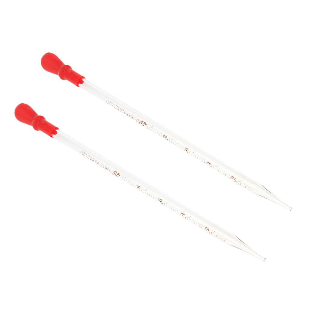 2PCS Glass Graduated Pipette Rubber Cap Lab Chemistry Dropper Dispensing 1mL