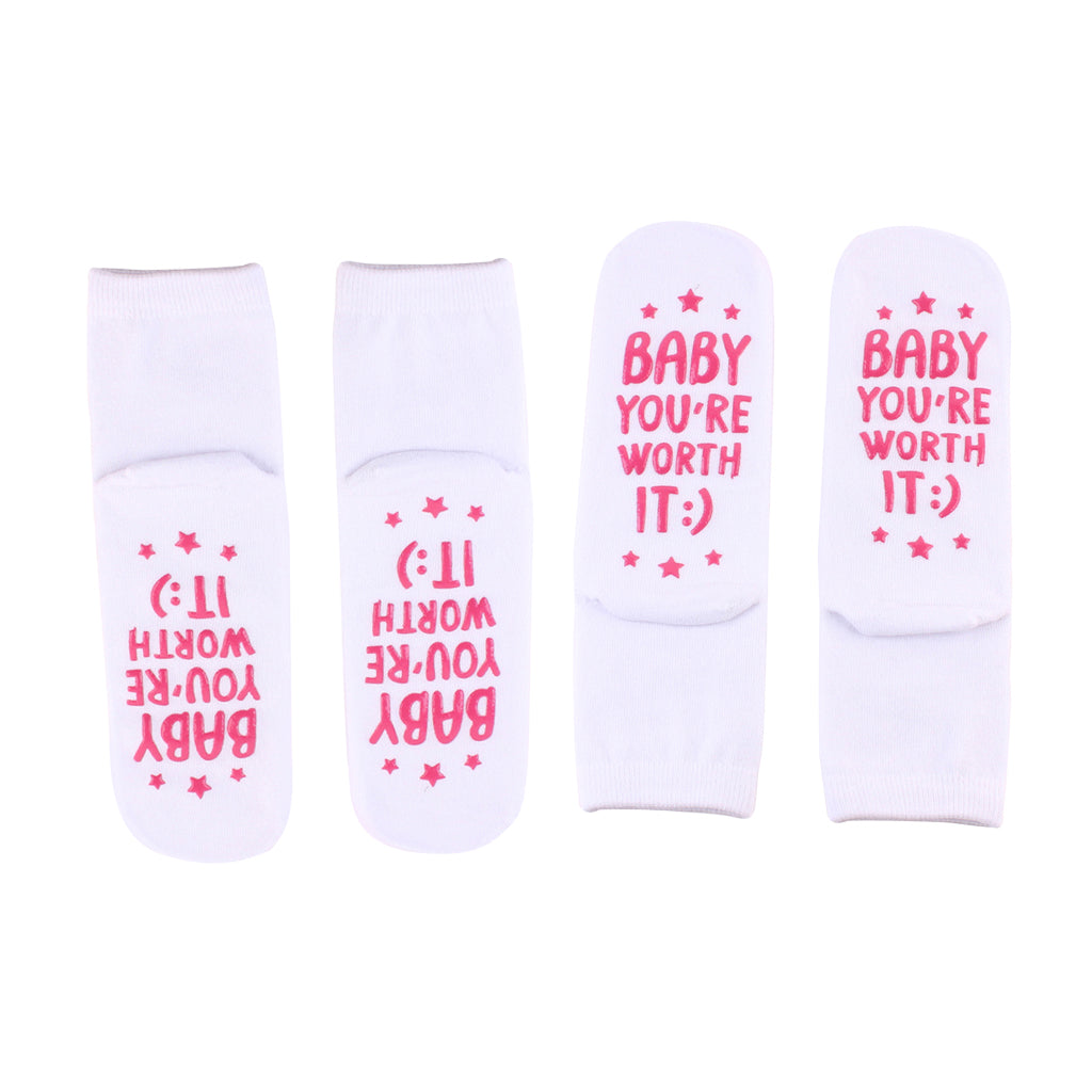 2 Pairs Womens Crew Socks Cute Letter Printed Cotton Push Socks Maternity