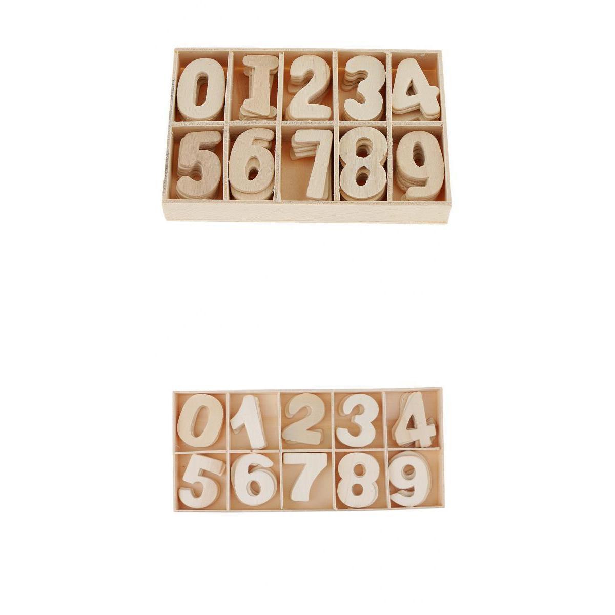 120 Pieces 2 Tray Wooden Numbers - Craft Numbers Kids Learning Toy DIY Decor