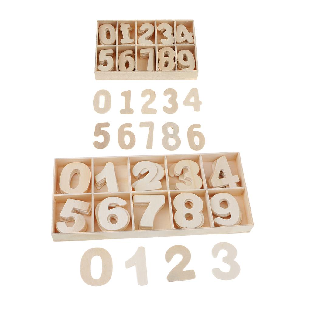 120 Pieces 2 Tray Wooden Numbers - Craft Numbers Kids Learning Toy DIY Decor