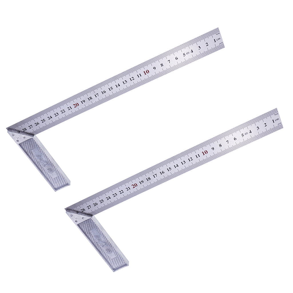 2Pcs Square Stainless Steel Measure Ruler Engineer Carpenter Woodwork Tools