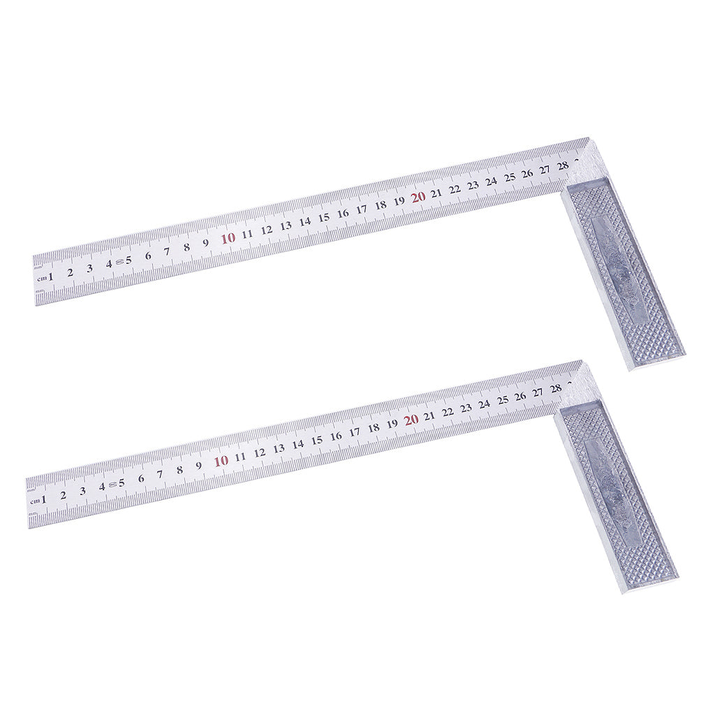 2Pcs Square Stainless Steel Measure Ruler Engineer Carpenter Woodwork Tools