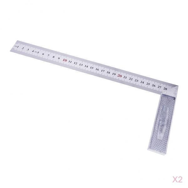 2Pcs Square Stainless Steel Measure Ruler Engineer Carpenter Woodwork Tools