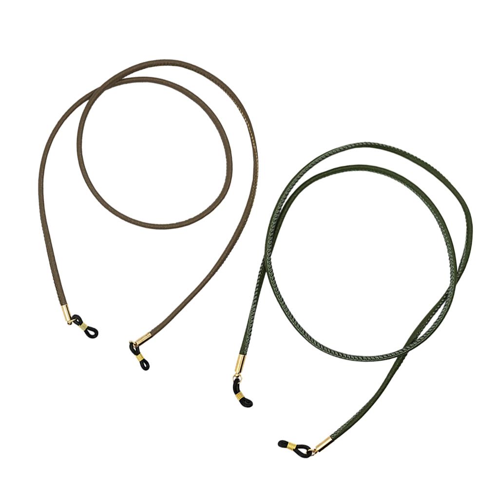 2 Pieces PU Leather Eyeglasses Rope Cord Strap Sunglasses Retainer Women Men