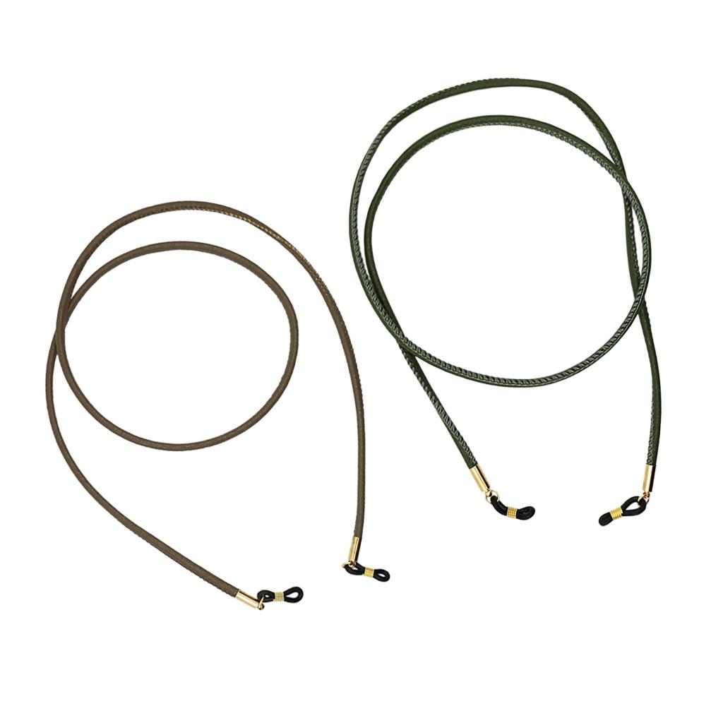 2 Pieces PU Leather Eyeglasses Rope Cord Strap Sunglasses Retainer Women Men
