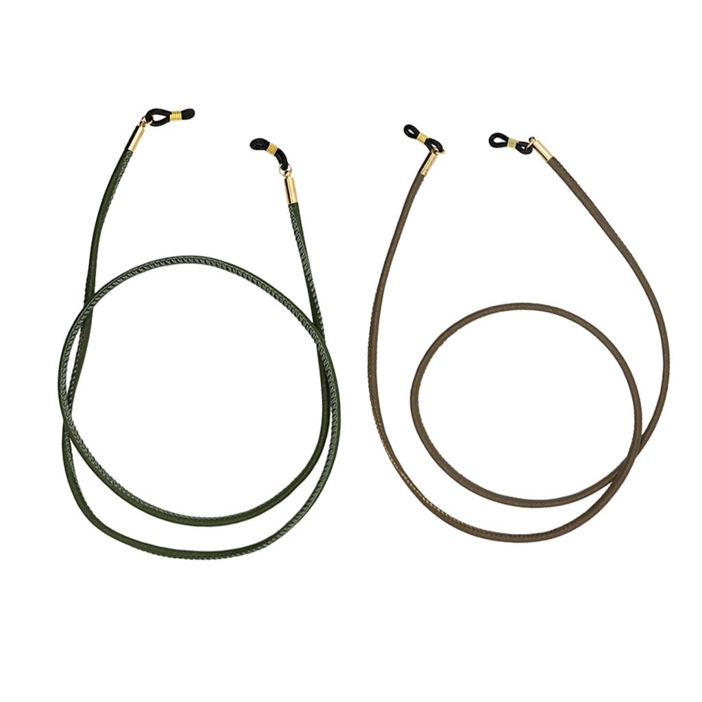 2 Pieces PU Leather Eyeglasses Rope Cord Strap Sunglasses Retainer Women Men