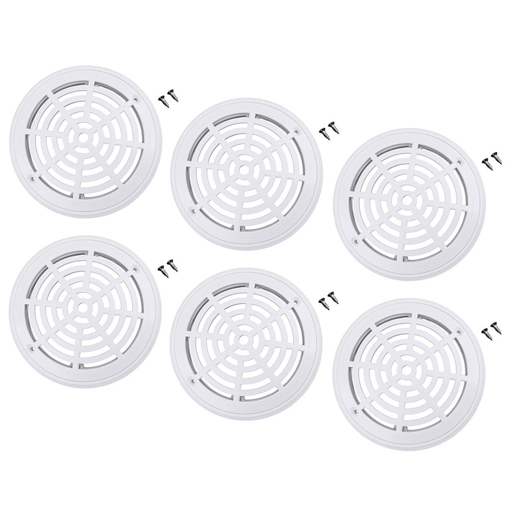 6Pcs Replacement Cover Main Drain Swimming Pool Accessary with Screws White