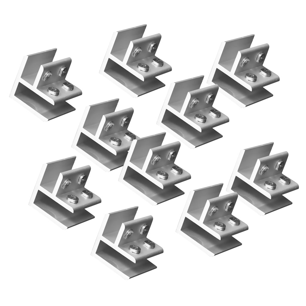10xAdjustable Glass Clamp Clip Glass Bracket Holder 8-12mm No Drill 90Degree