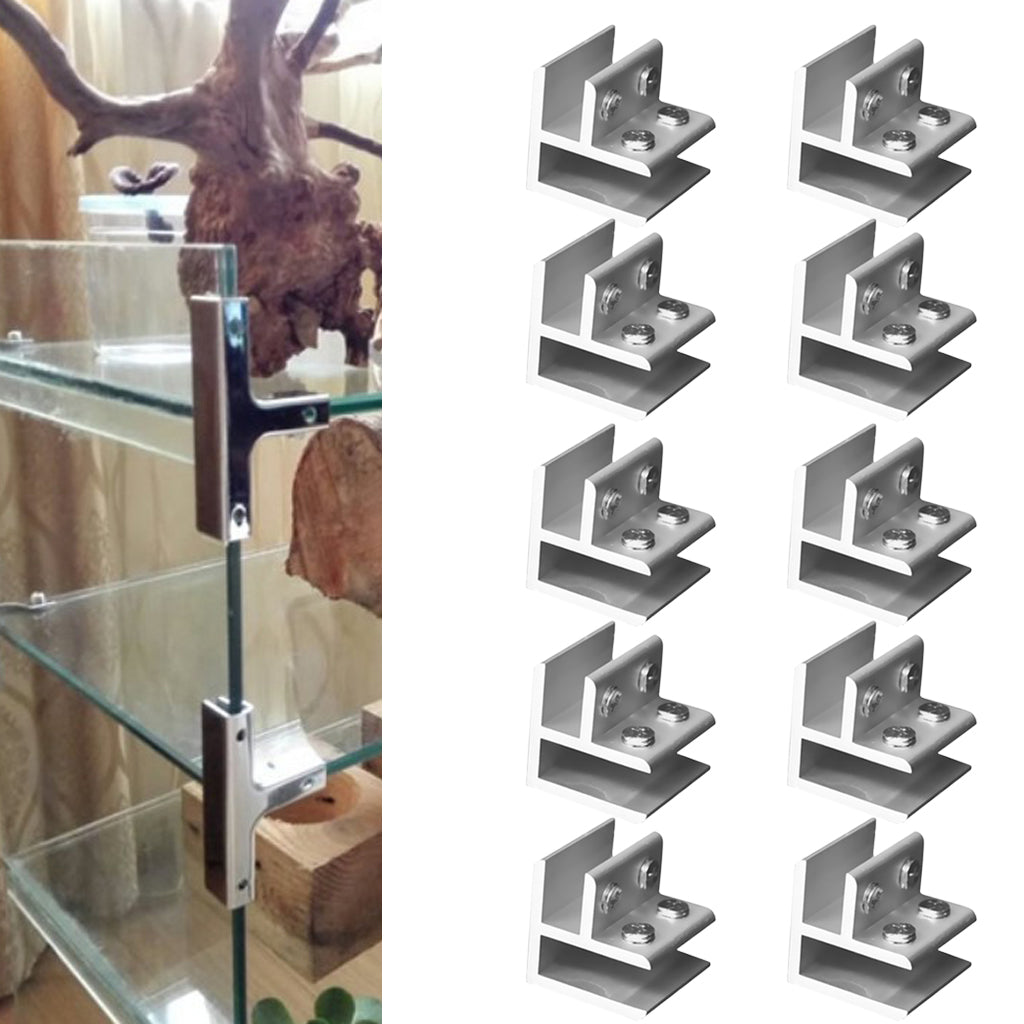 10xAdjustable Glass Clamp Clip Glass Bracket Holder 8-12mm No Drill 90Degree