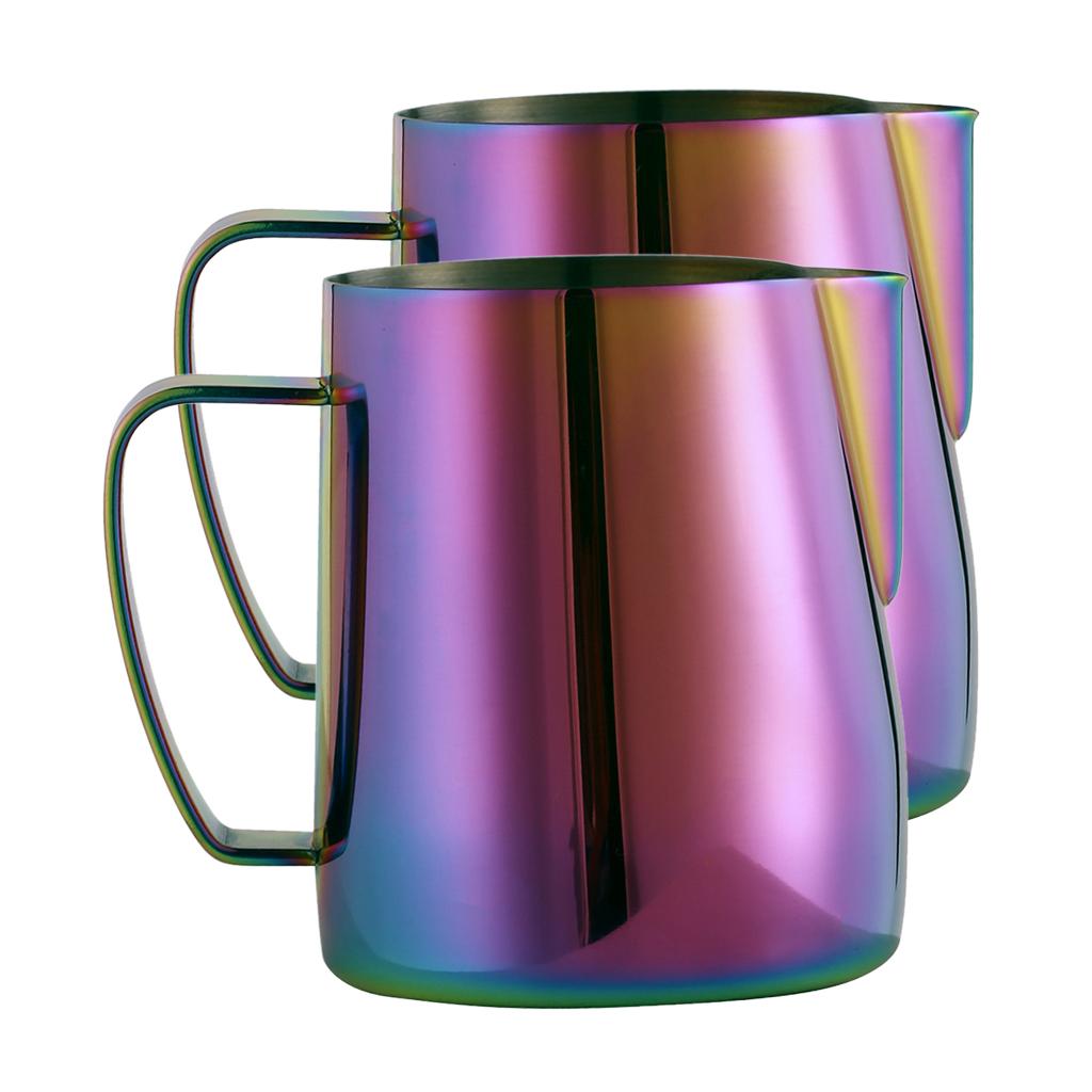 2pcs Espresso Milk Frothing Pitcher Stainless Latte Art Coffee Jug Colorful