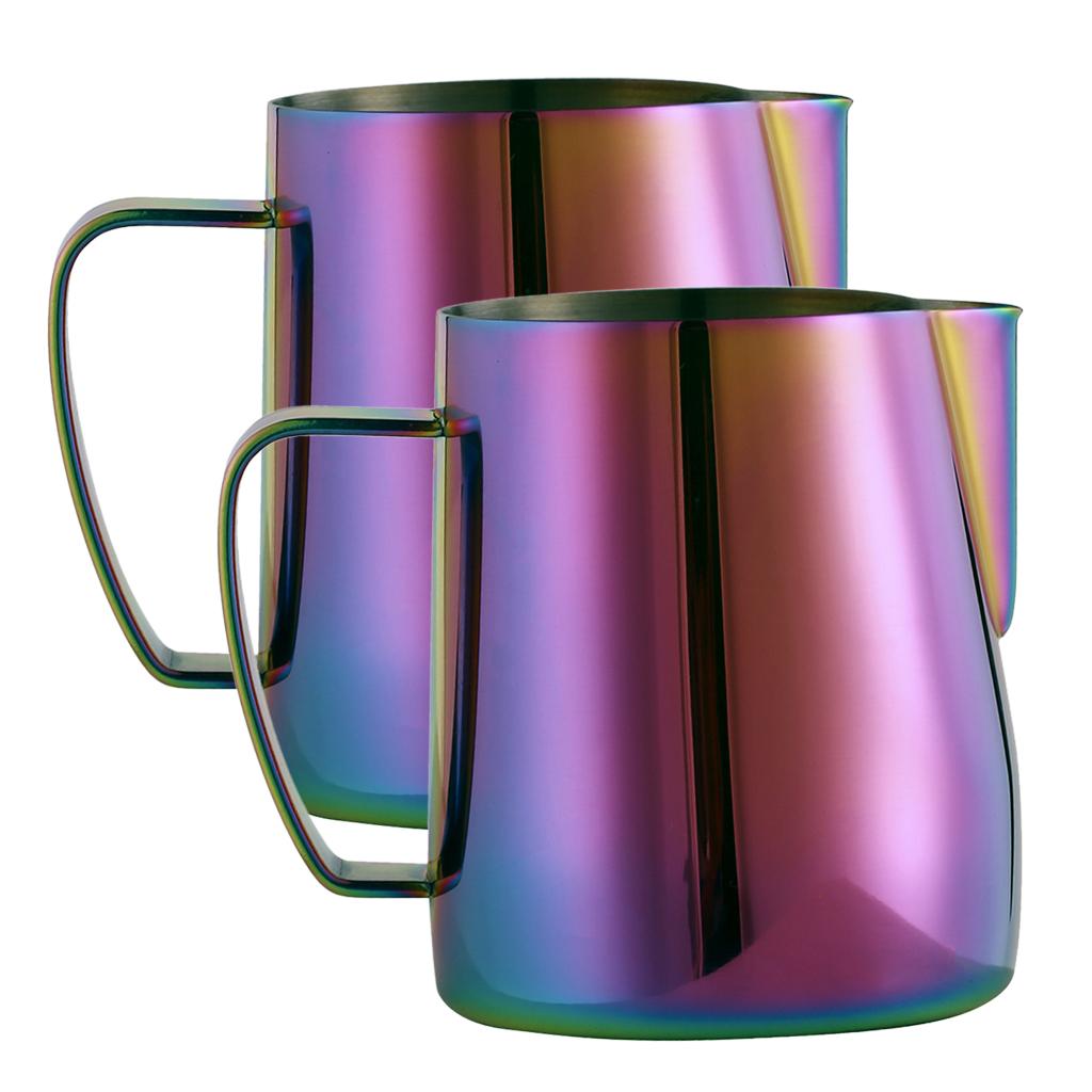 2pcs Espresso Milk Frothing Pitcher Stainless Latte Art Coffee Jug Colorful