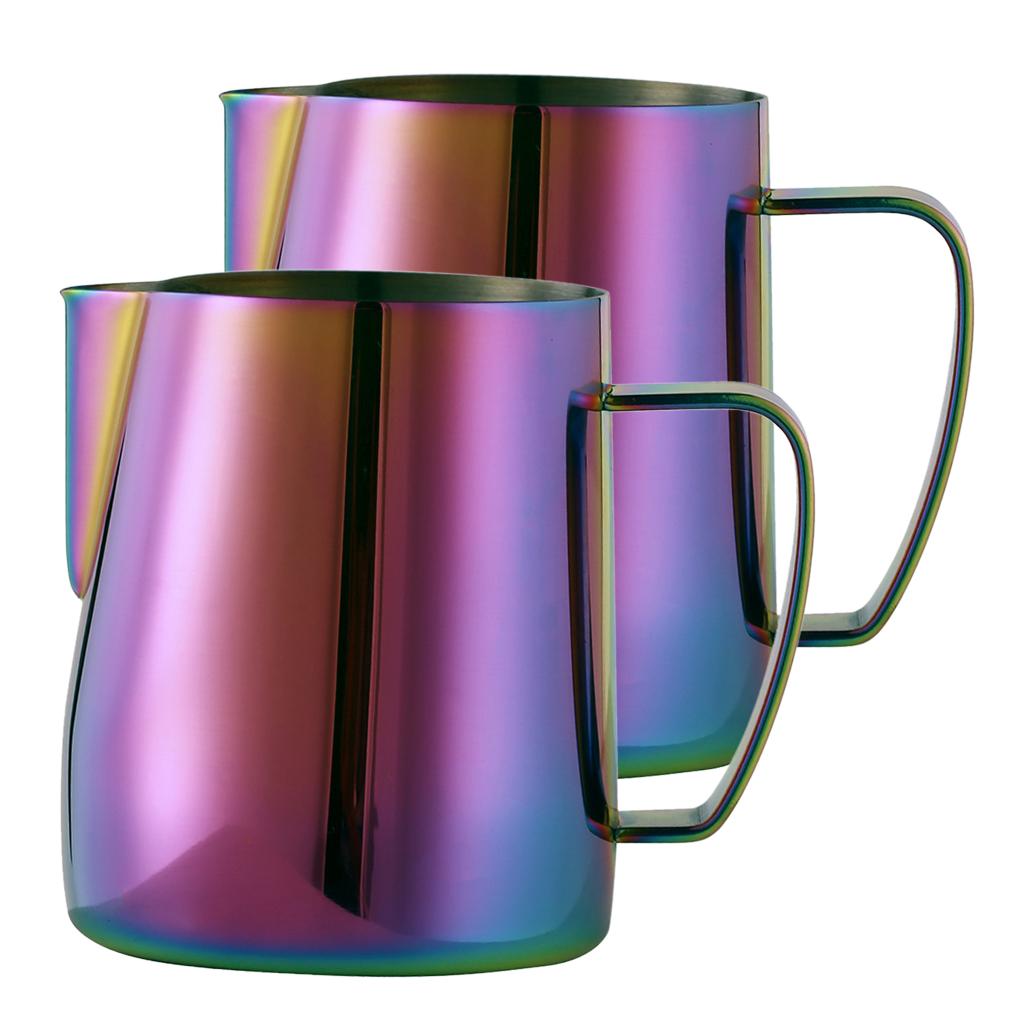 2pcs Espresso Milk Frothing Pitcher Stainless Latte Art Coffee Jug Colorful