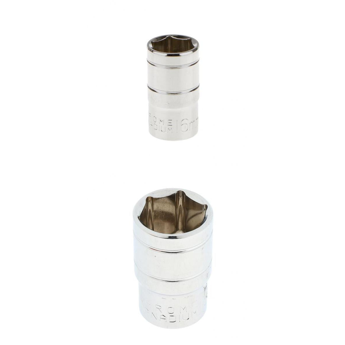 2pcs Short 1/2 Drive Socket Metric Hexagonal Chrome Winding Vanadium Part"