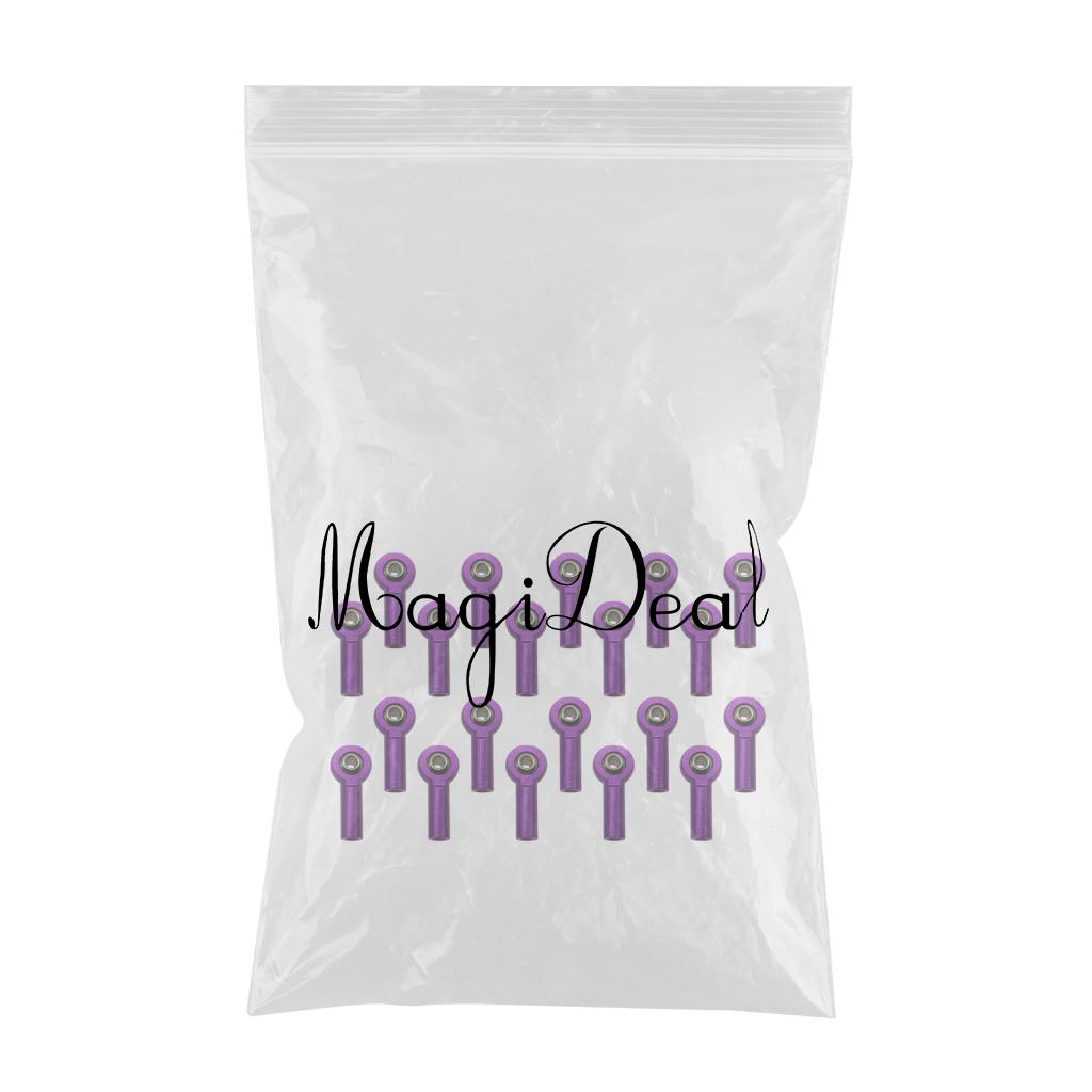 20 Pieces M3 Metal Ball Head Holder Joint Rod End for RC Car Crawler Purple