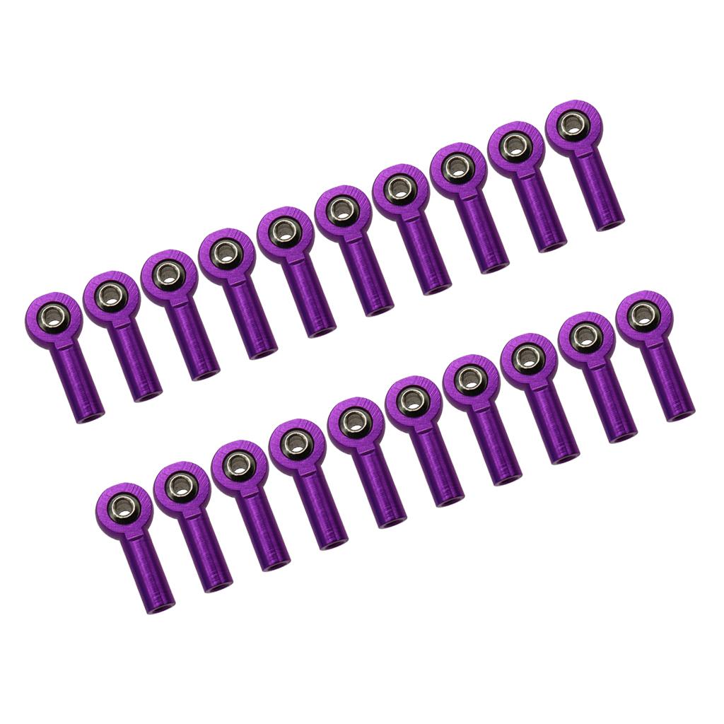 20 Pieces M3 Metal Ball Head Holder Joint Rod End for RC Car Crawler Purple