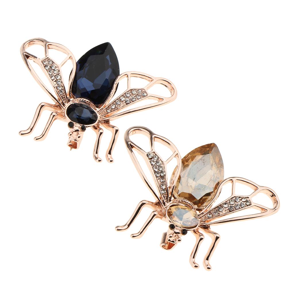 2 Pieces Crystal Rhinestone Bee Brooches Hijab Pins for women Jewelry Gift