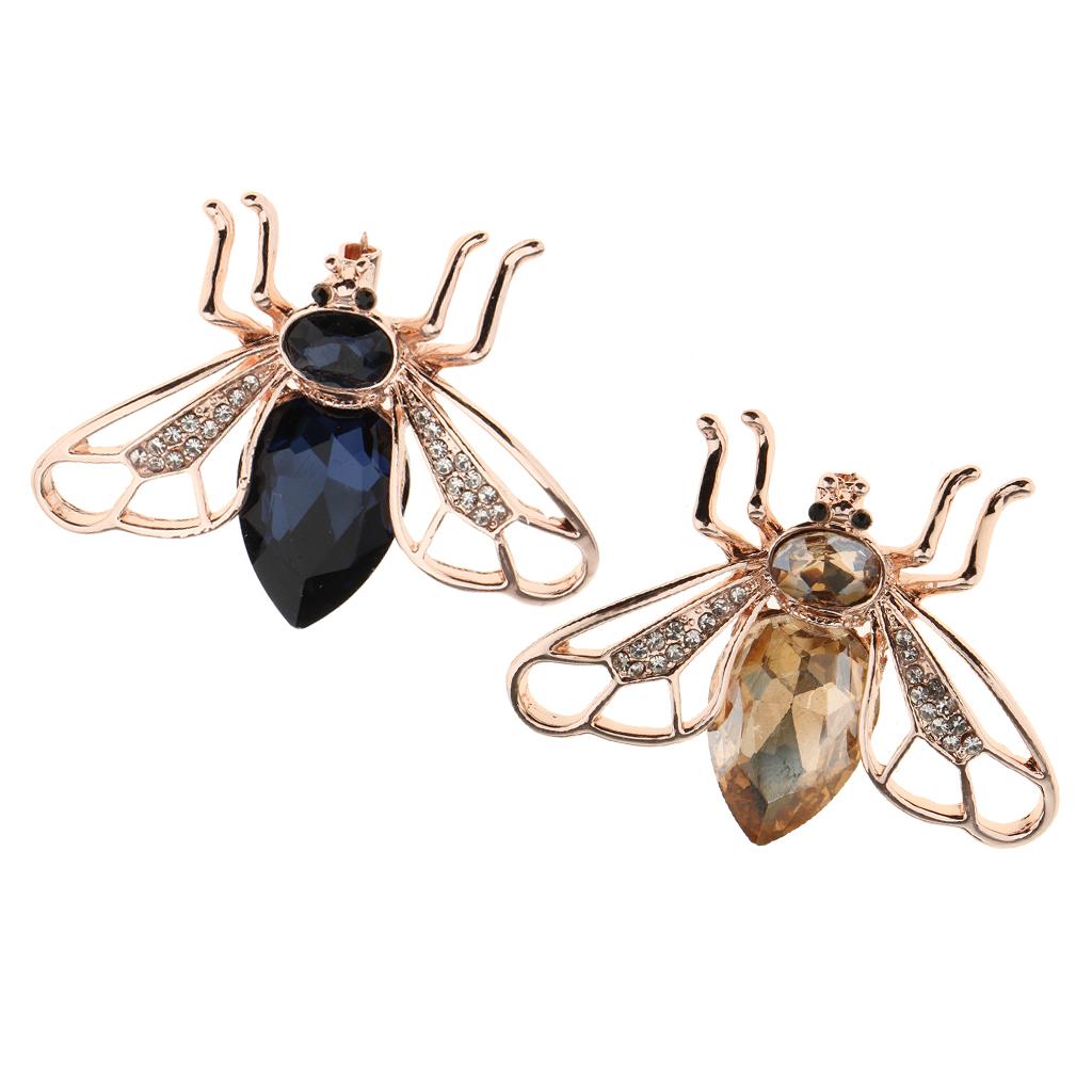 2 Pieces Crystal Rhinestone Bee Brooches Hijab Pins for women Jewelry Gift