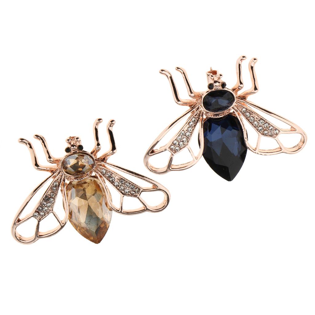 2 Pieces Crystal Rhinestone Bee Brooches Hijab Pins for women Jewelry Gift