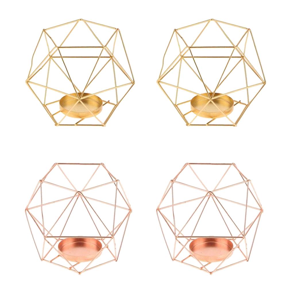 4pcs/set 3D Geometric Wedding Geometric Candlestick Candle Tea Light Holder