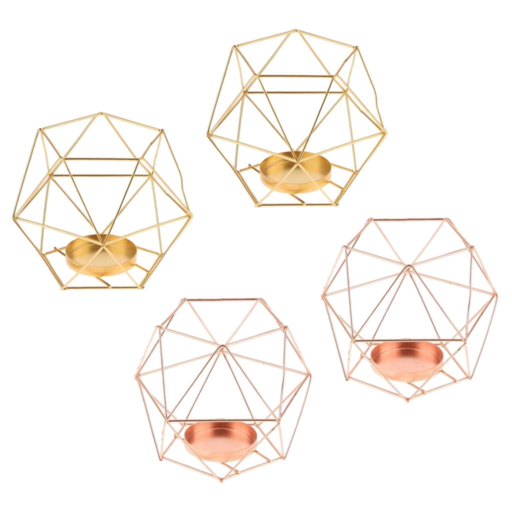 4pcs/set 3D Geometric Wedding Geometric Candlestick Candle Tea Light Holder