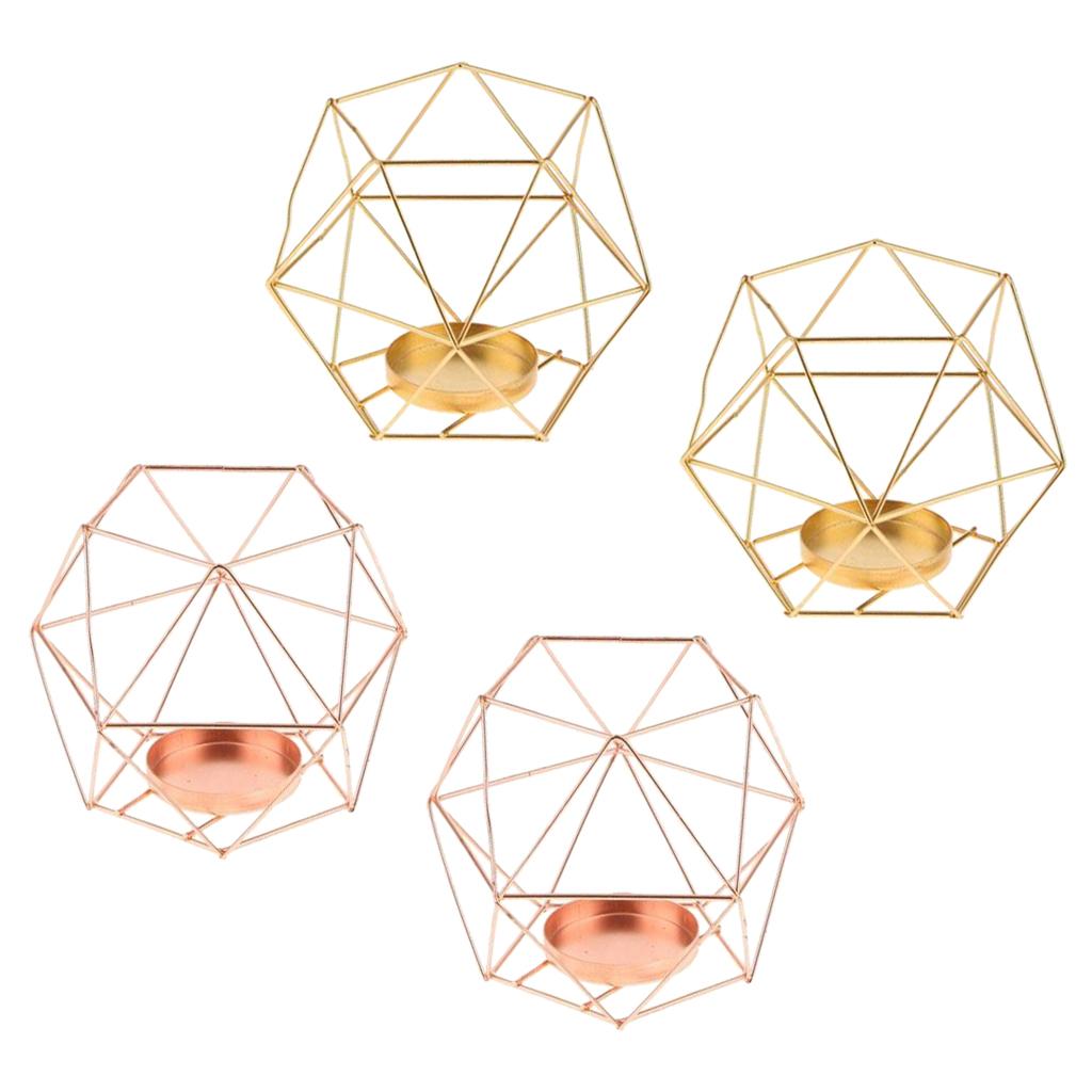 4pcs/set 3D Geometric Wedding Geometric Candlestick Candle Tea Light Holder