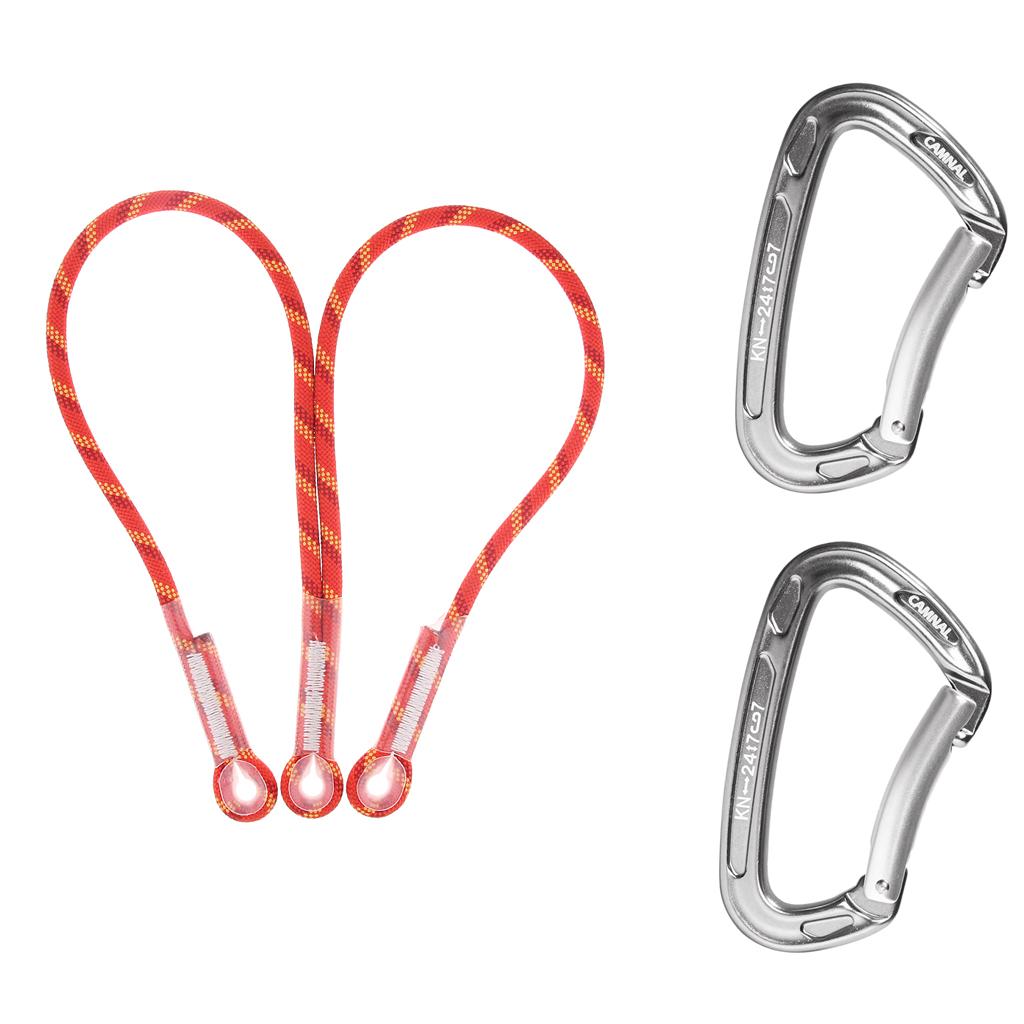 10.5mm Climbing Pre-sewn Eye-to-Eye Prusik Loop Cord with 2pcs Carabiner