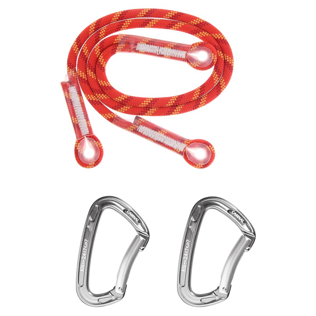 10.5mm Climbing Pre-sewn Eye-to-Eye Prusik Loop Cord with 2pcs Carabiner