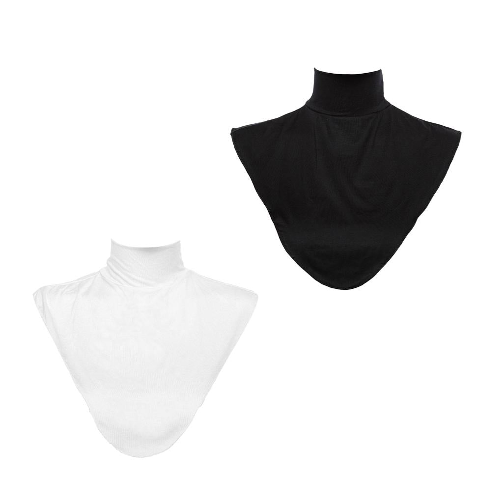 2 Pack Women Faux Turtleneck Half Top Dickey Collar Muslin Hijab Neck Cover