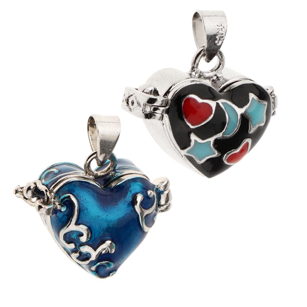 2pcs Heart Enamel Openable Cremation Keepsake Pet Urn Pendant Fit Necklace