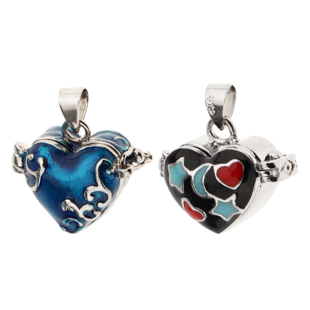2pcs Heart Enamel Openable Cremation Keepsake Pet Urn Pendant Fit Necklace