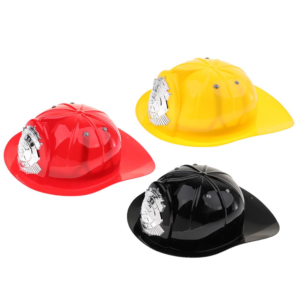 3PCS Kids Pretend Play Fireman Chief Safety Helmet Firefighter Hat Cap Toy