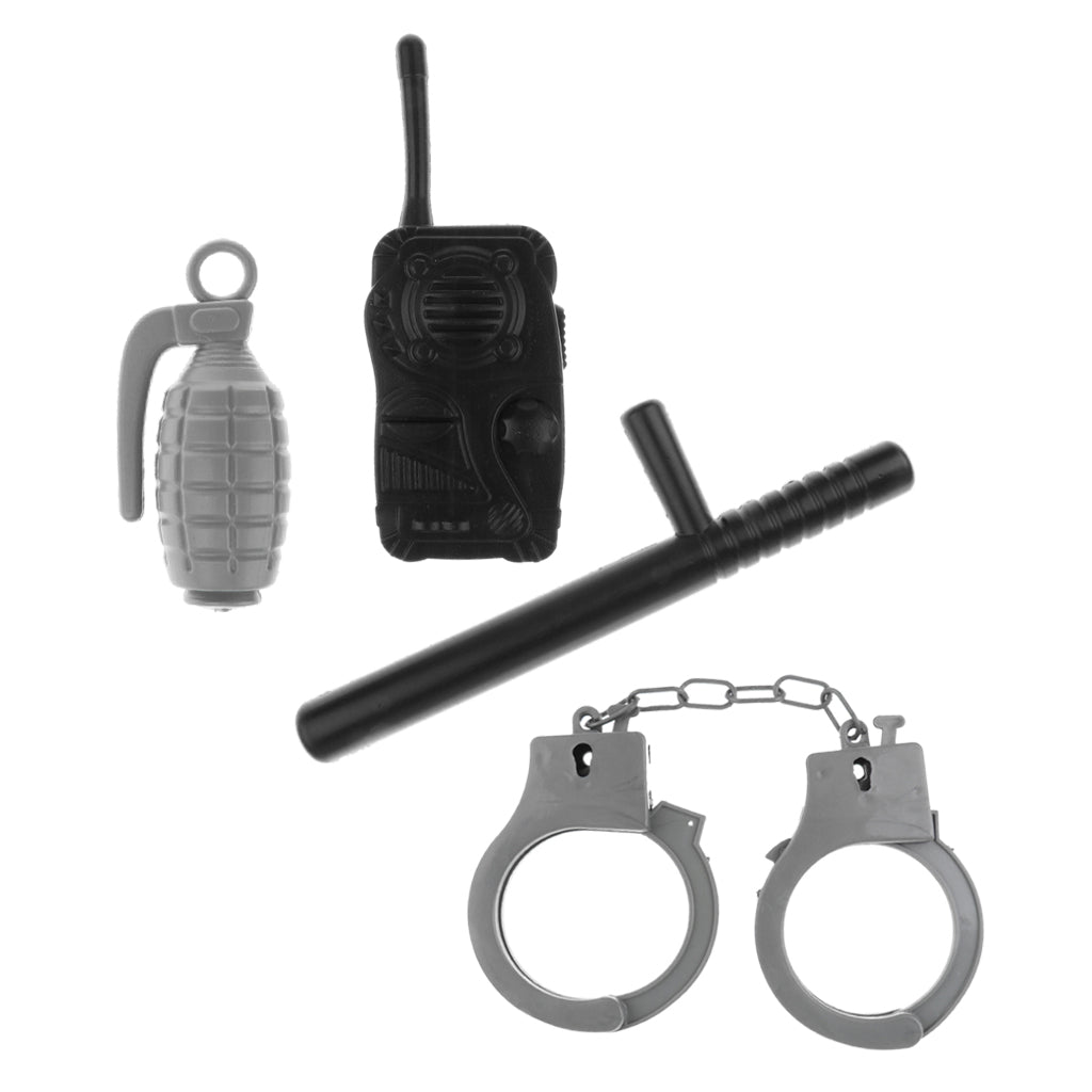 4pcs Police Dress Up Playset Handcuffs Spontoon Fancy Dress Costume Kid Toy