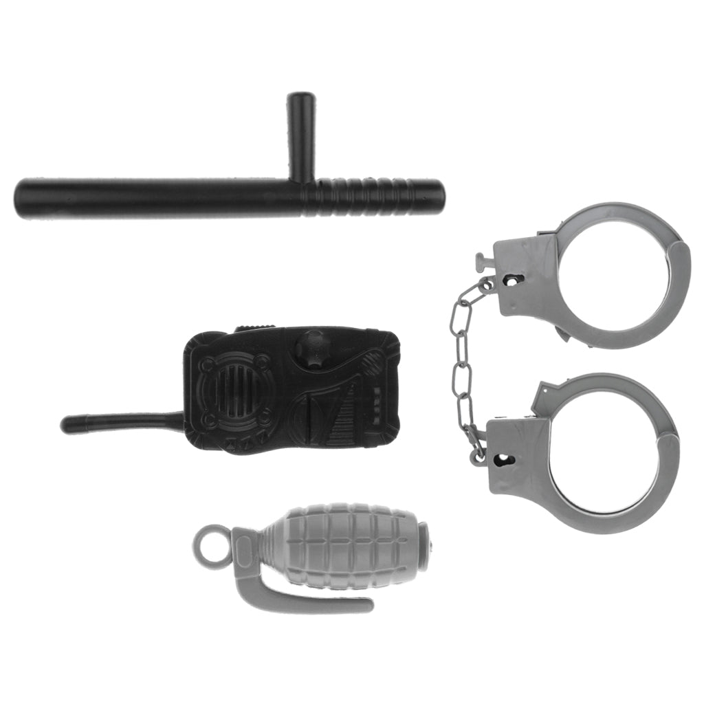 4pcs Police Dress Up Playset Handcuffs Spontoon Fancy Dress Costume Kid Toy