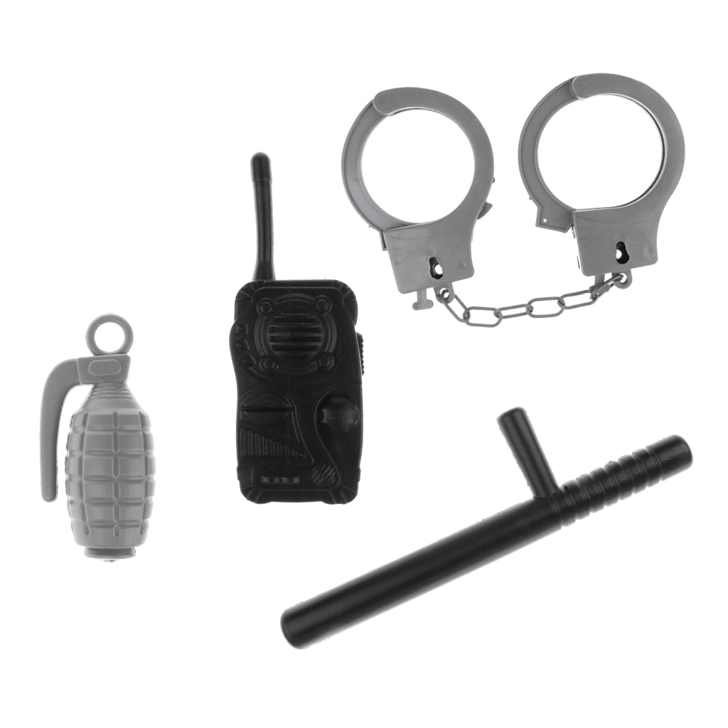 4pcs Police Dress Up Playset Handcuffs Spontoon Fancy Dress Costume Kid Toy