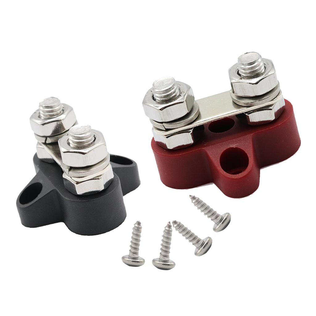 2 Pieces Boat 48V Heavy Duty Dual Terminal Studs M8 Power Distribution Block