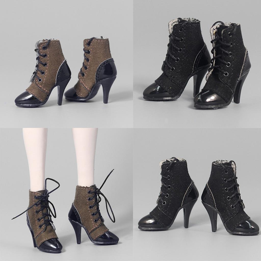 2 Pairs 1/6 Scale Women's Ankle Boots For 12 Action Figure Accessories"