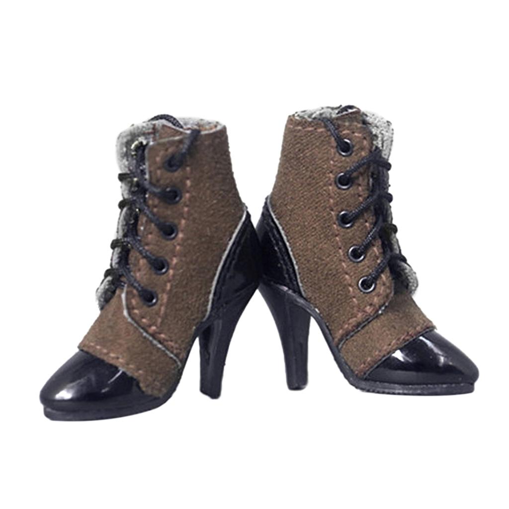2 Pairs 1/6 Scale Women's Ankle Boots For 12 Action Figure Accessories"