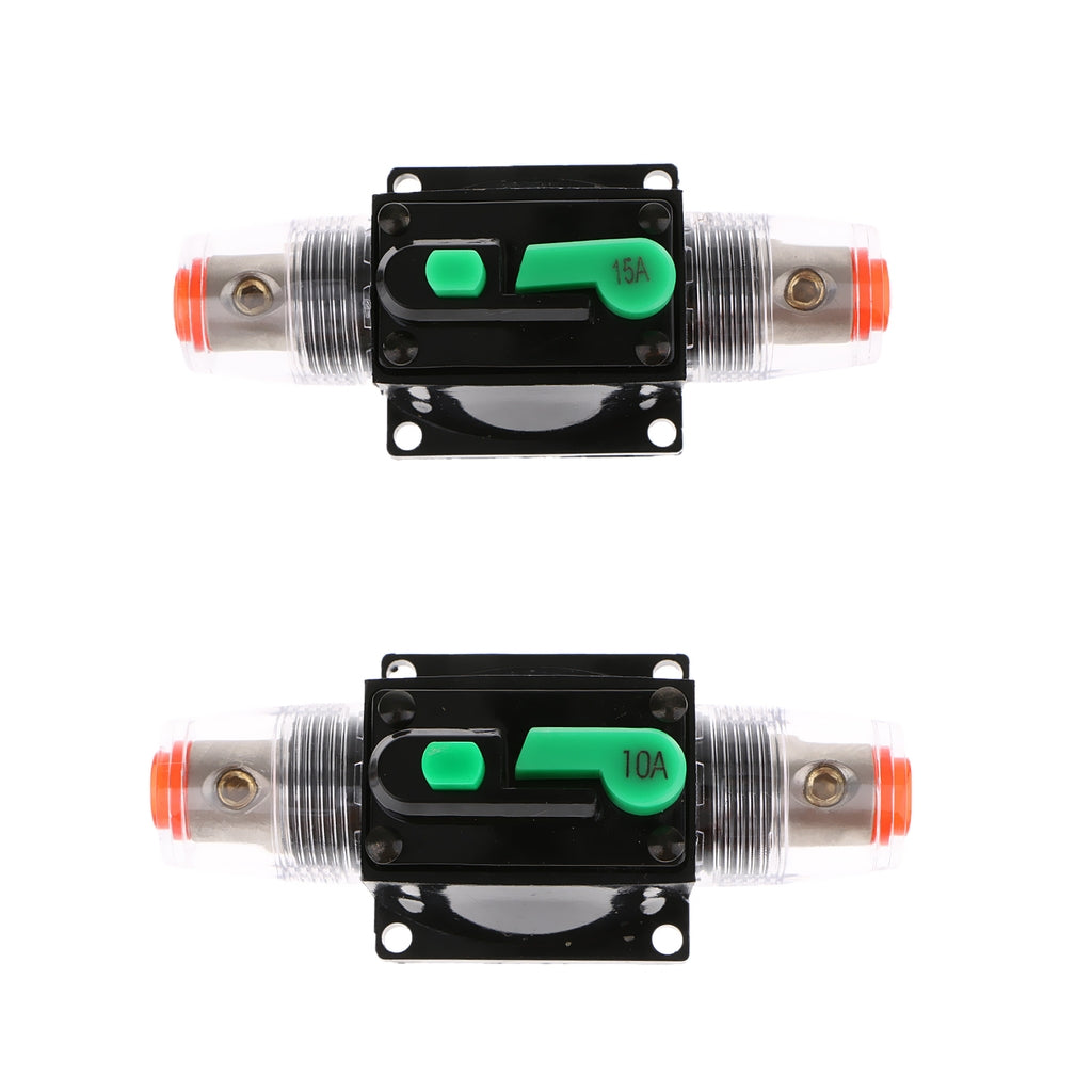 2Pack In-Line Manual Reset Circuit Breaker Car Stereo Audio Fuse 12V/24V/32V