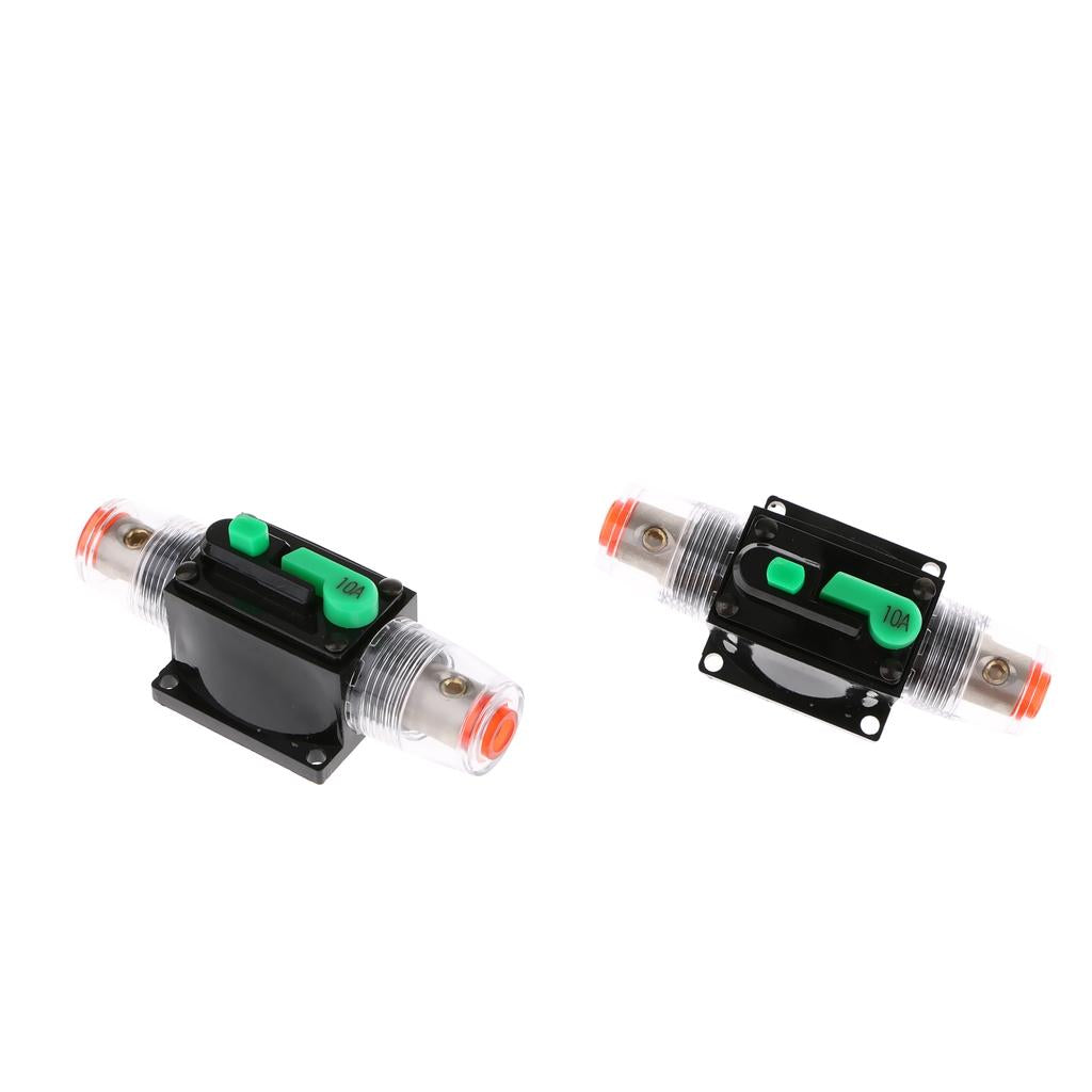 2Piece In-Line Manual Reset Circuit Breaker Car Stereo Audio Fuse 10A
