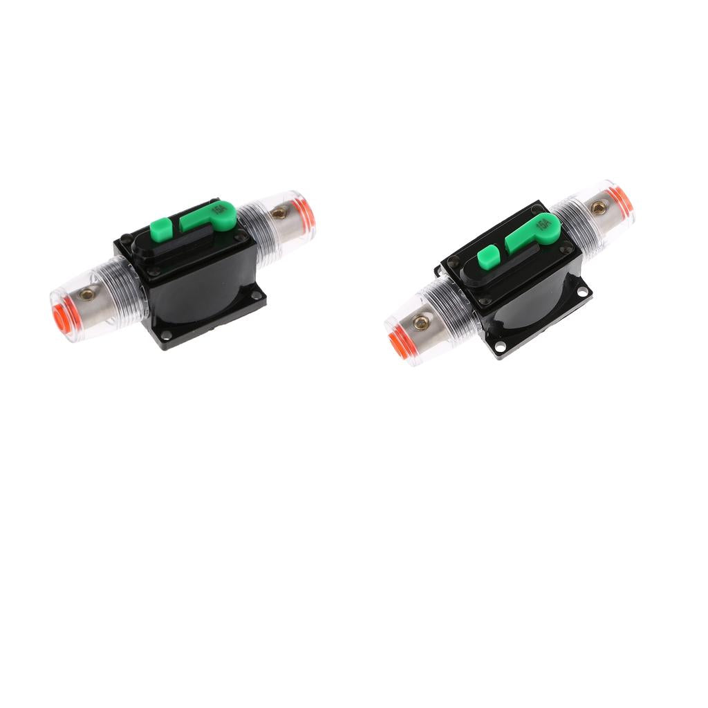 2Piece In-Line Manual Reset Circuit Breaker Car Stereo Audio Fuse 15A